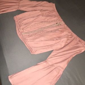 Pink Off the shoulder top with bell sleeves
